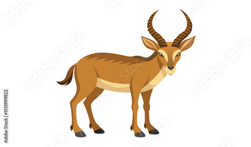 Brown impala antelope illustration on white background