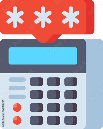 Security system keypad displaying asterisks for password entry in a modern home, emphasizing safety and technology, with a clean and minimalist aesthetic.
