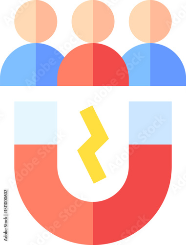 Magnet attracting new customers to business in modern office, symbolizing lead generation and customer acquisition, representing growth and success.