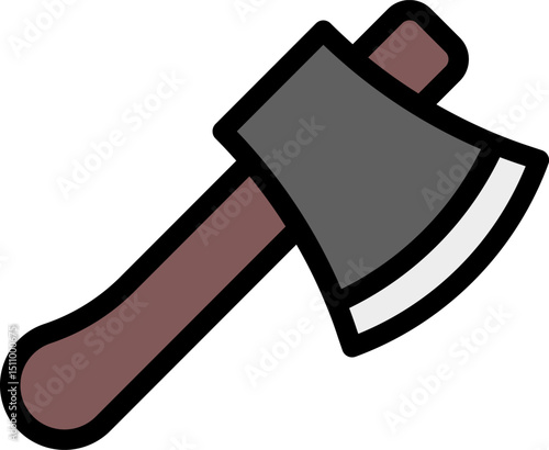 Axe with wooden handle resting on a white surface, symbolizing lumberjack tools and outdoor activities with a rustic and vintage feel.