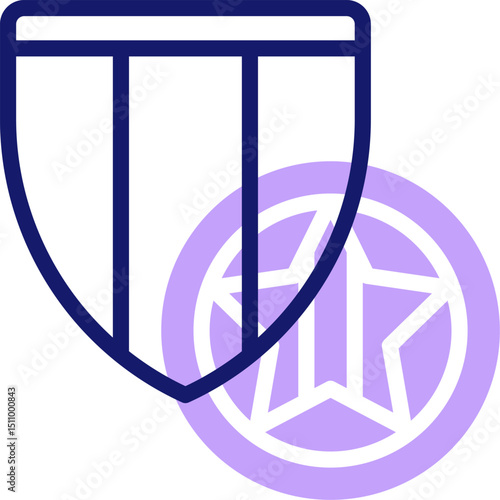 Shield and star emblem represent security and achievement with a modern, minimalist aesthetic, conveying trust and excellence in a clean, professional manner.