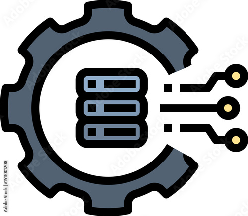 Data processing system integrates with a gear mechanism, representing efficiency and connection in a modern technological context.