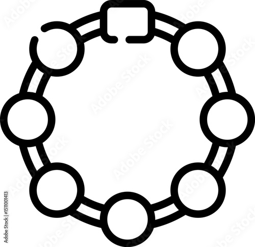 Connected circles representing network nodes forming a chain, symbolizing connectivity and data flow in a modern technological system.