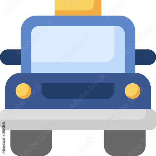 Blue taxi cab driving on city street during daytime, providing transportation service with simple and clean aesthetic.