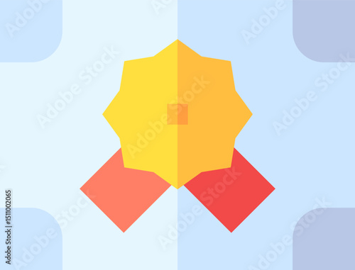 Golden badge represents achievement and recognition, symbolizing success and accomplishment in a simple, clean style, perfect for awards and honors, conveying a sense of prestige.