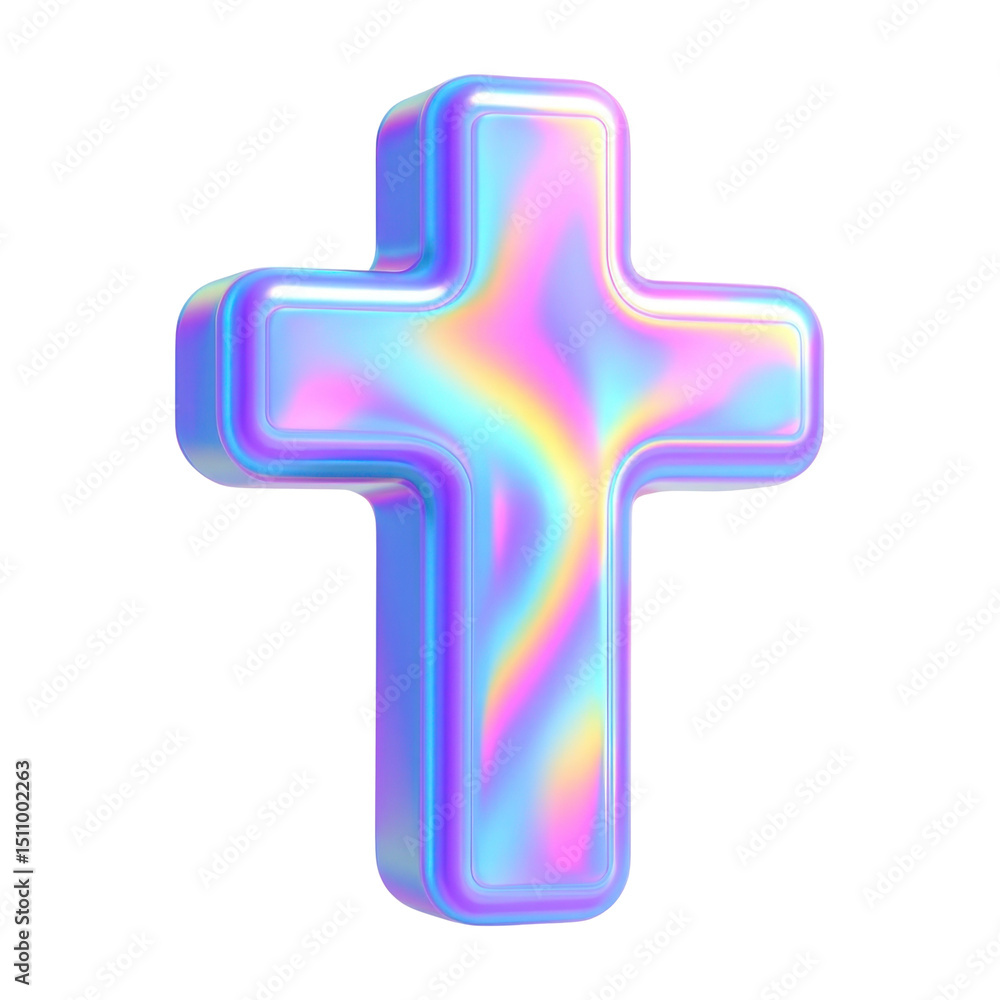 Fototapeta premium PNG Holographic 3D cross illustration
