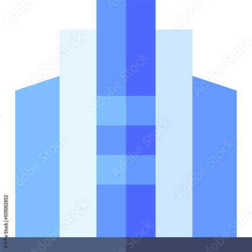 Modern skyscraper stands tall against a clear blue sky, representing urban development and architectural innovation with clean lines and geometric shapes.