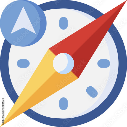 Compass points north indicating direction and guidance for navigation on a journey, symbolizing exploration and discovery.