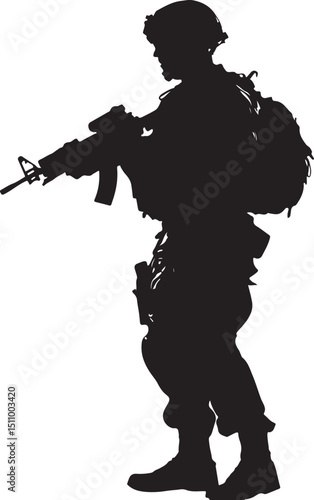 Soldier Silhouette Vector Illustration on Transparent Background