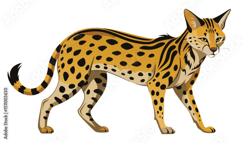 Serval cat illustration wild african animal