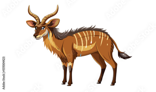 Cute cartoon nyala antelope illustration