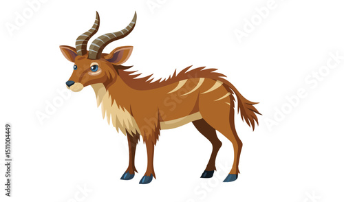 Cartoon nyala antelope illustration white background