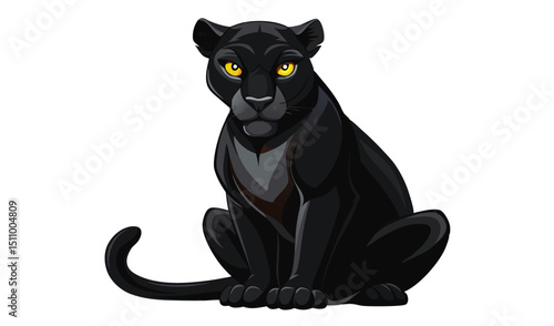 Black panther sitting illustration cartoon animal