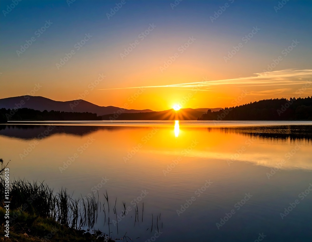 Fototapeta premium Serene sunrise over lake