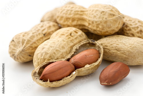 Wallpaper Mural Close-up of peanuts in shells one open to reveal the nuts isolated on white background Torontodigital.ca