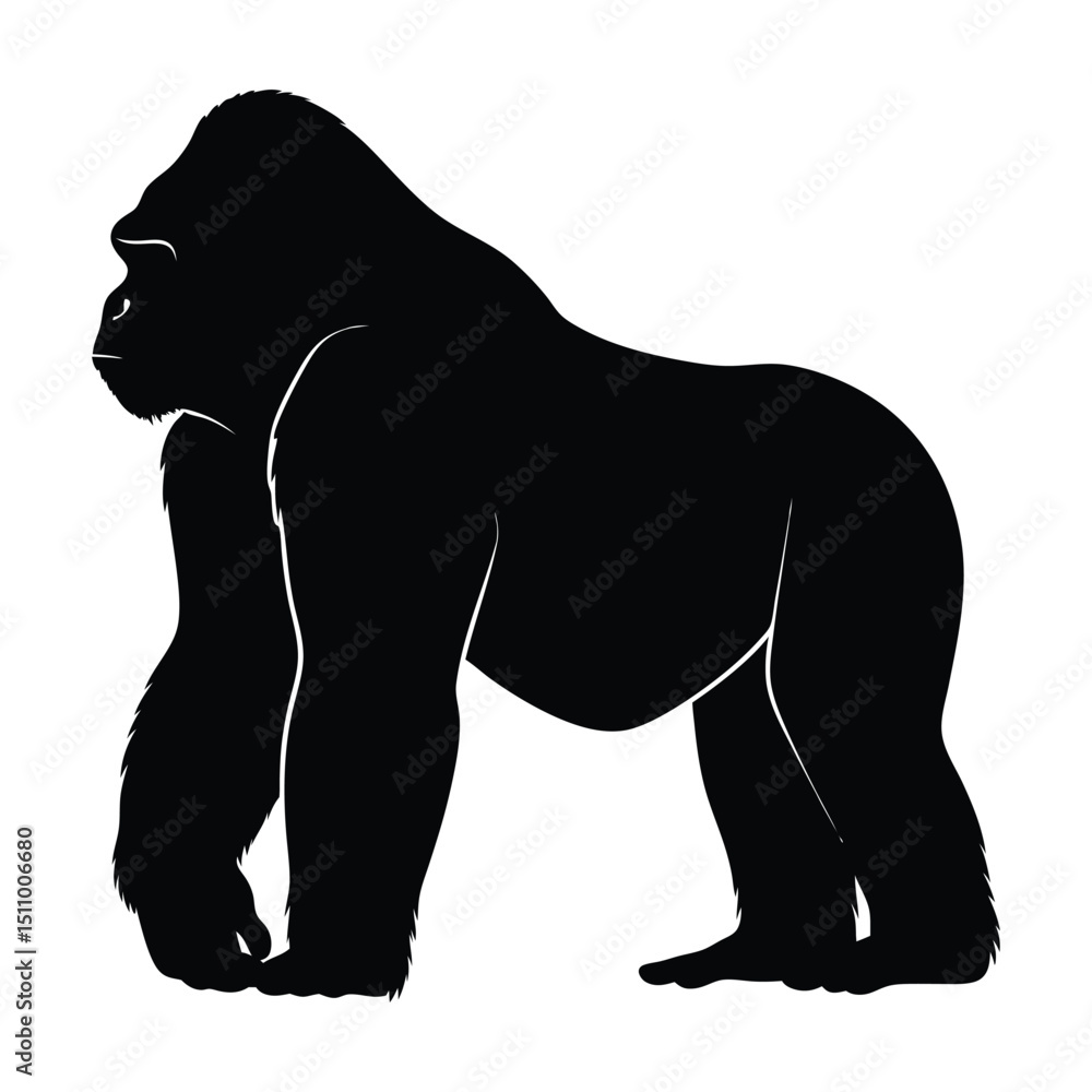 Obraz premium Strong Gorilla Silhouette – Jungle Beast Vector Design