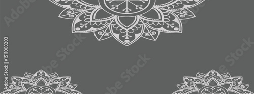 Enchanting White Intricate Floral Islamic Mandala Circles Decoration With Blank Horizontal Vector Background