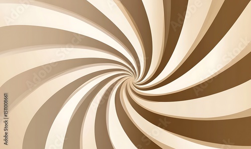 Mesmerizing chocolate and cream swirl pattern creating dynamic spiral movement against light background, abstract design for food industry 