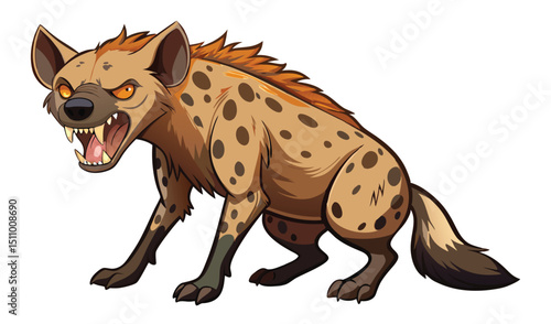 Aggressive cartoon hyena illustration