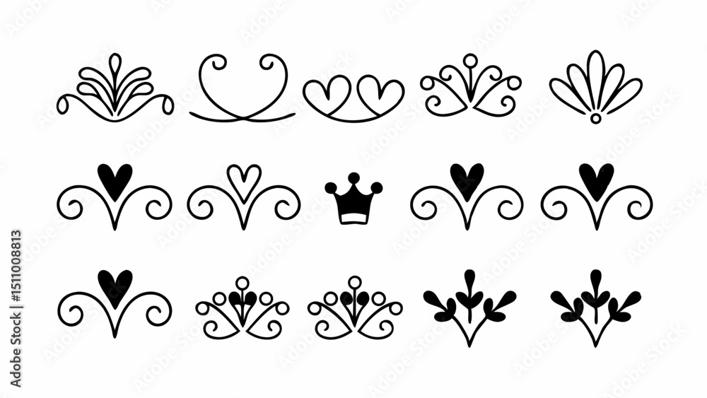 Naklejka premium Elegant Ornamental Swirls AI-Generated Decorative Elements for Design Projects