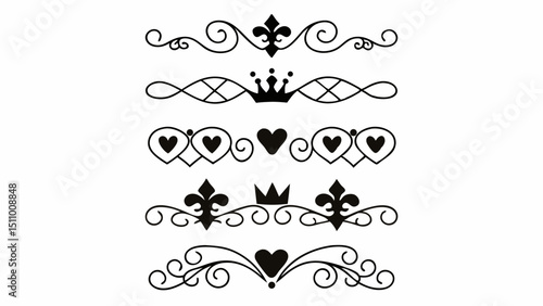 Elegant Flourishes and Crowns AI-Generated Decorative Elements for Design Projects