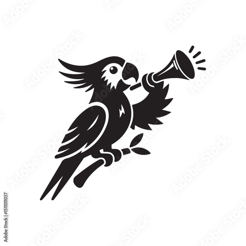 parrot with a toothorn