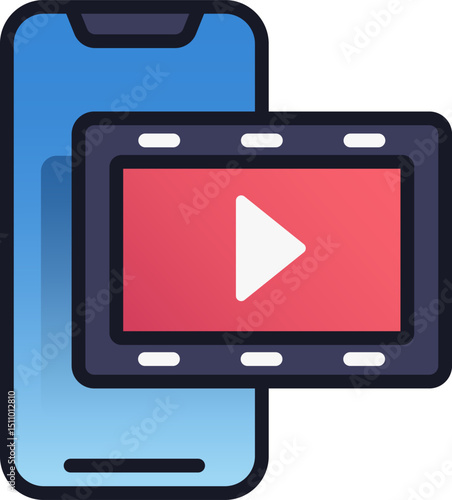 mobile video illustration on a white background    