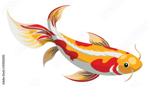 Vibrant koi fish illustration red orange white