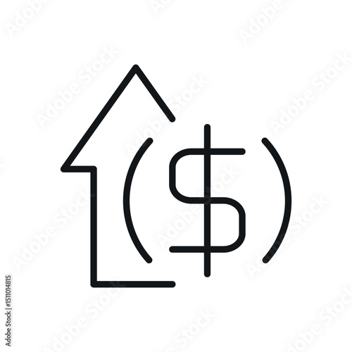 Dollar cost increase vector line icon