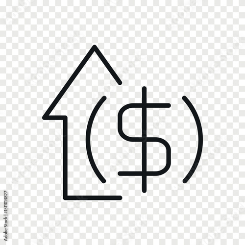 Dollar cost increase vector line icon