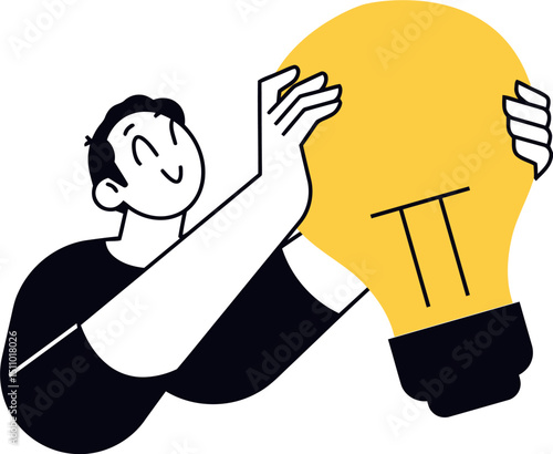Illustration idea lightbulb creative innovation concept inspiration solution thinking bright eureka moment vector art illustration