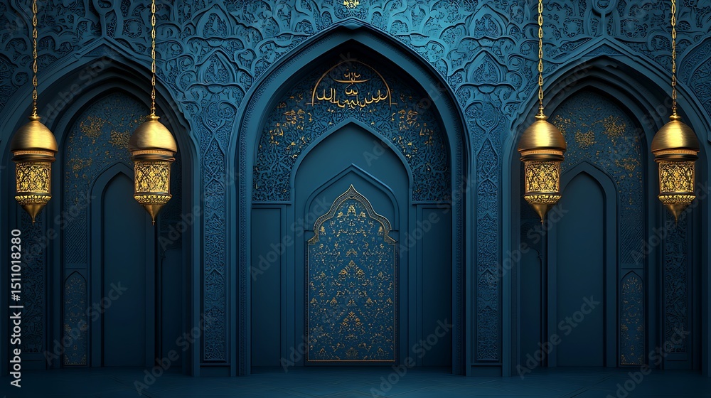 Obraz premium Islamic archway design with intricate patterns