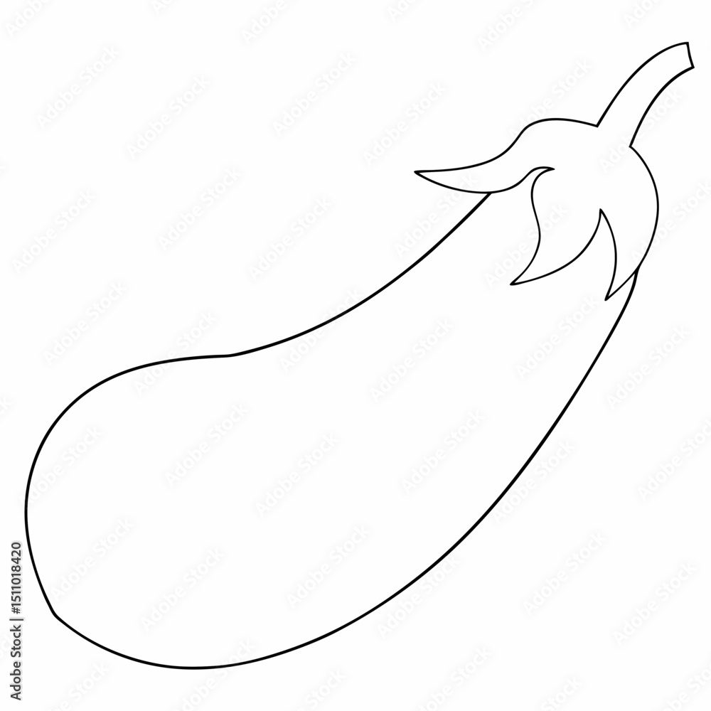 Obraz premium Eggplant coloring page simple and minimal line art illustration on white background