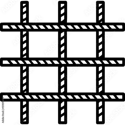 Minimal rebar grid outline icon
