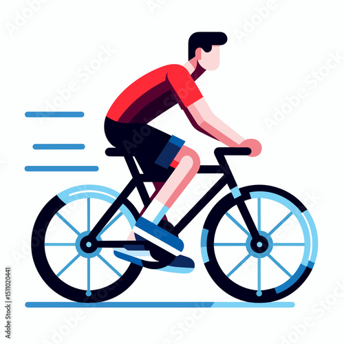 Male cyclist riding a bicycle at high speed in a dynamic style  
