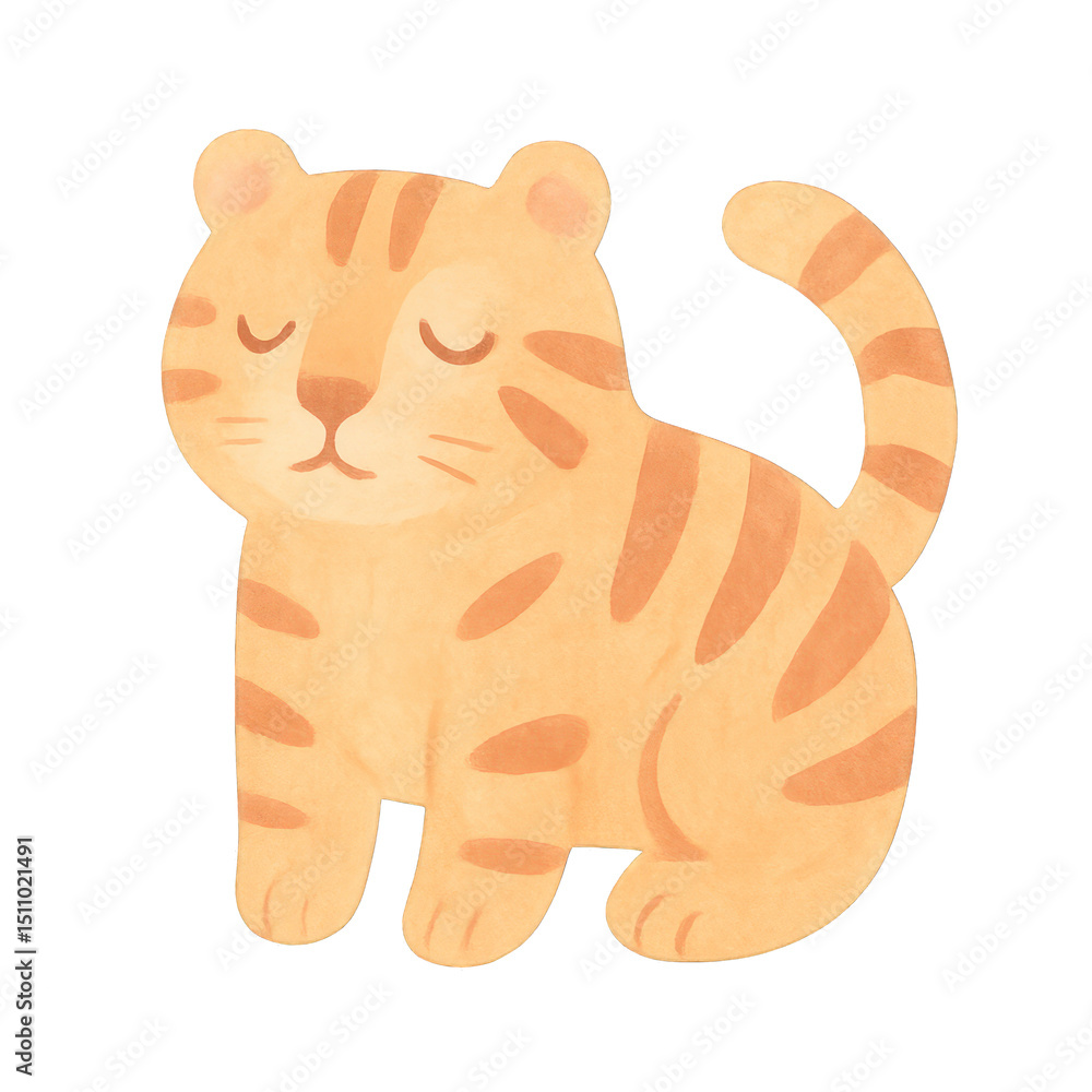 Fototapeta premium PNG Cute cartoon tiger illustration.