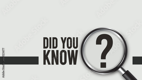 Foto Modern minimalist concept: Central silver magnifying glass focuses on bold black DID YOU KNOW? text