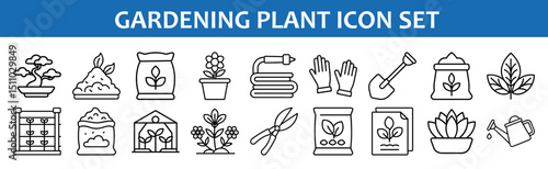 Gardening plant icon set vector illustration for agriculture and horticulture design elements kit