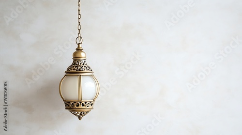 Ornate hanging lamp, light beige background