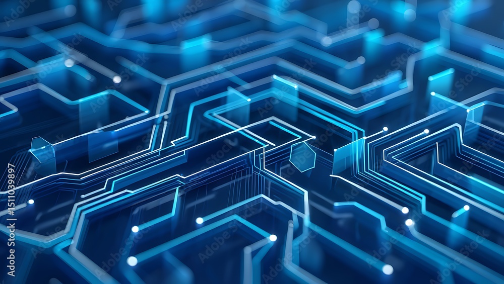 Obraz premium Abstract Blue Circuit Board Technology Background High-Resolution Digital Image