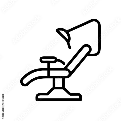 Dental chair in minimalist line art style on white background  