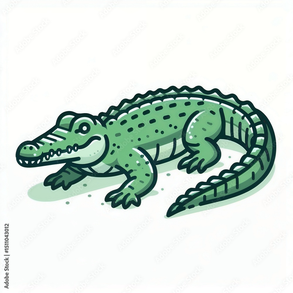 Obraz premium Cartoon crocodile character as a predator in a playful style on a white background
