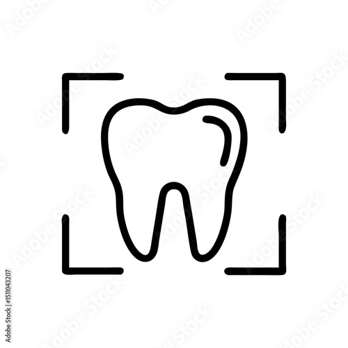 Dental x-ray image, simple line art, for healthcare