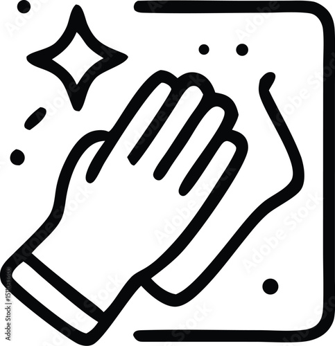 An illustrative depiction of a hand meticulously wiping a surface with a cloth, symbolizing cleanliness and hygiene.