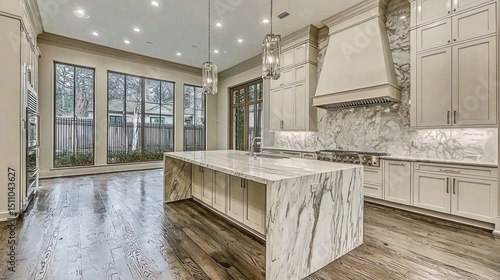 Luxury Kitchen Design: Elegant Marble and Hardwood Floors