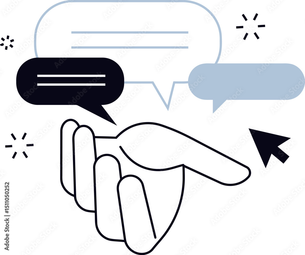 Hand communication speech bubble chat message conversation dialogue discussion talking feedback illustration 100 vector art illustration Hand communication speech bubble chat message conversation dialogue discussion talking feedback illustration 100 vector art illustration