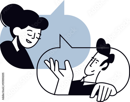 Illustration communication conversation dialogue discussion interaction people talking speech bubble design vector art illustration