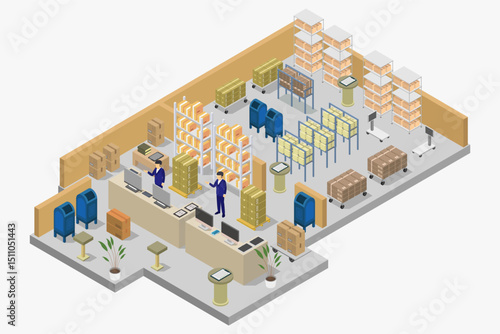 Post office room isometric