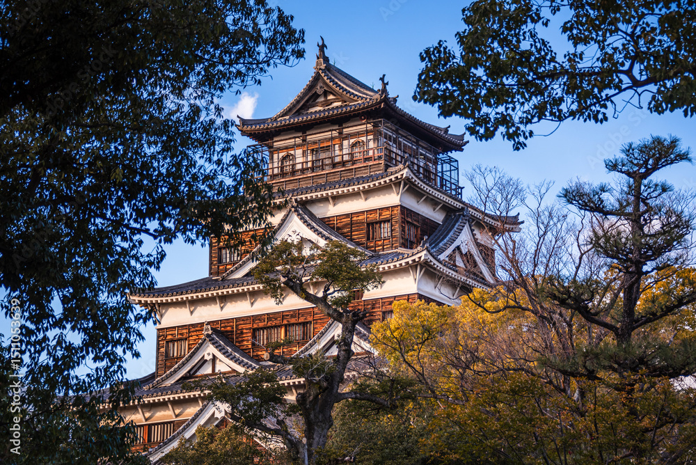 The Main Keep of Hiroshima Castle, Hiroshima, Japan The Main Keep of Hiroshima Castle, Hiroshima, Japan