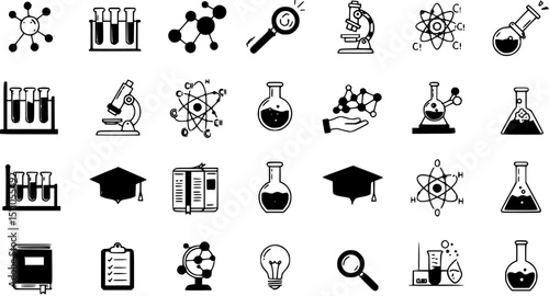 Vector black science icon set
